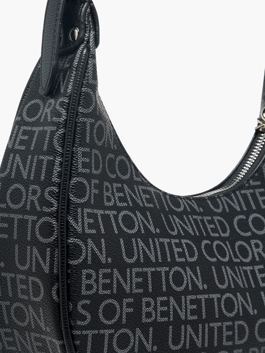 Monogram Print Baguette Bag with Zip Closure