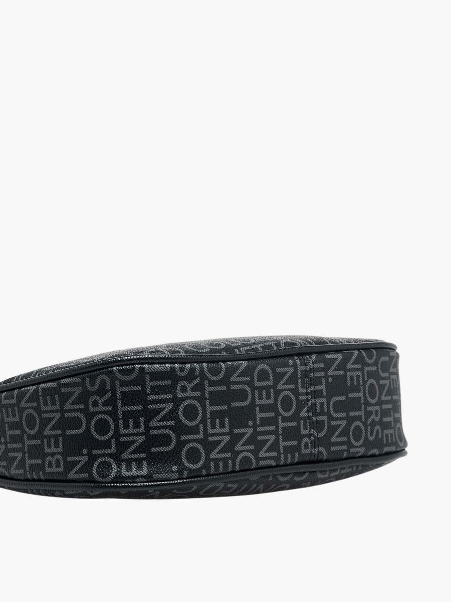 Monogram Print Baguette Bag with Zip Closure