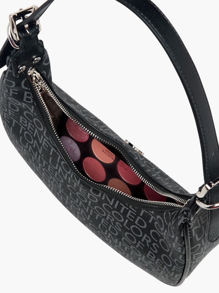 Monogram Print Baguette Bag with Zip Closure
