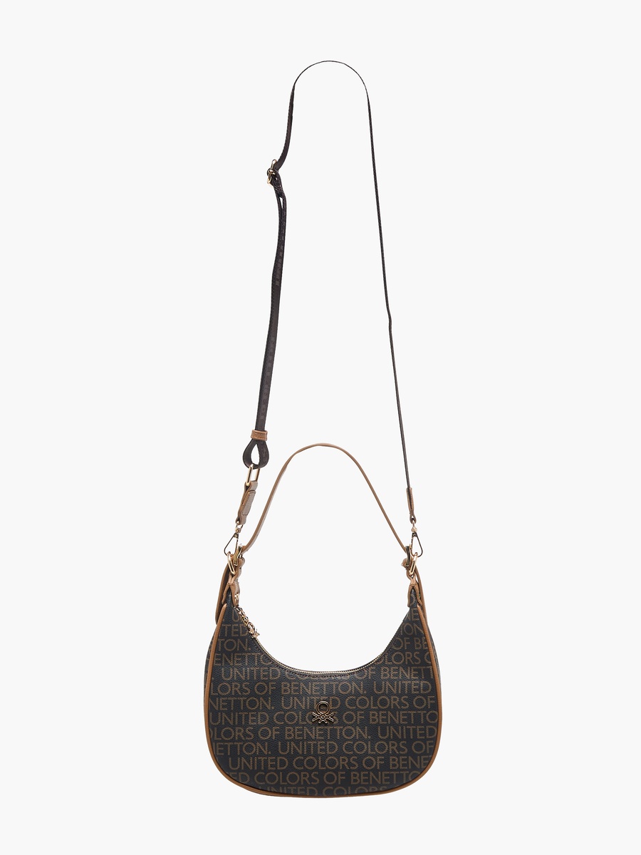 Monogram Print Baguette Bag with Zip Closure