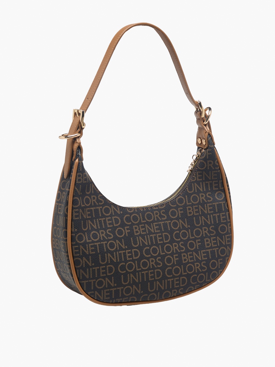 Monogram Print Baguette Bag with Zip Closure