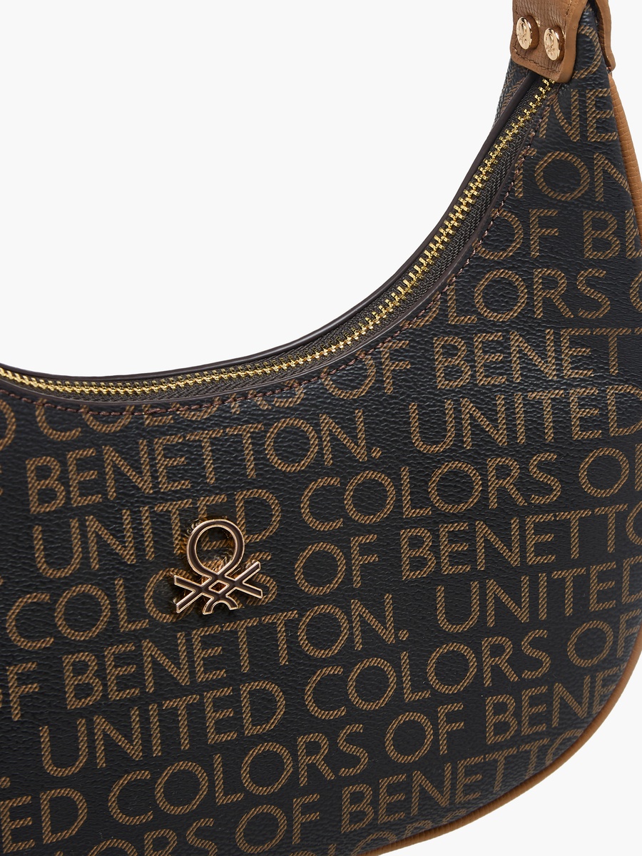 Monogram Print Baguette Bag with Zip Closure