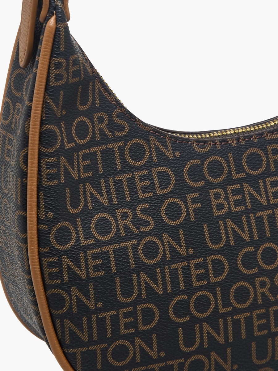 Monogram Print Baguette Bag with Zip Closure