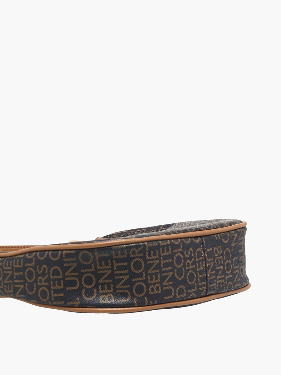 Monogram Print Baguette Bag with Zip Closure