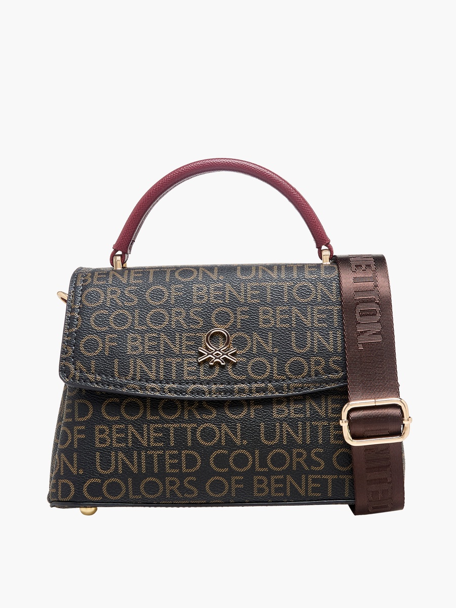 Monogram Print Crossbody Bag with Zip Closure