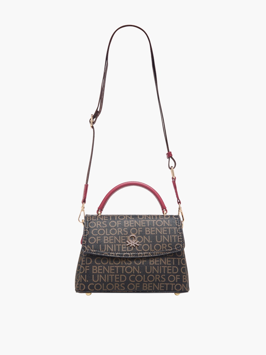 Monogram Print Crossbody Bag with Zip Closure