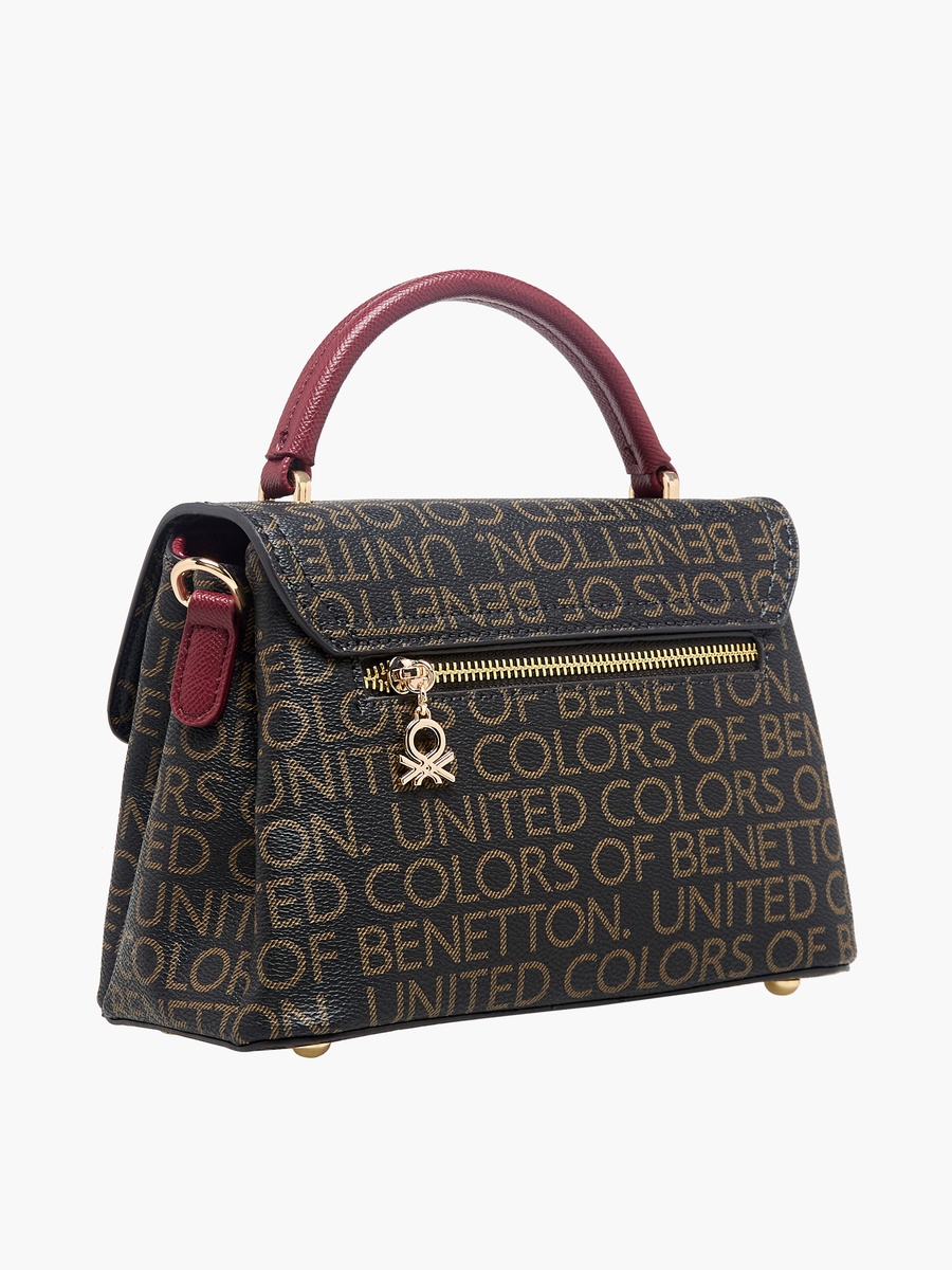 Monogram Print Crossbody Bag with Zip Closure