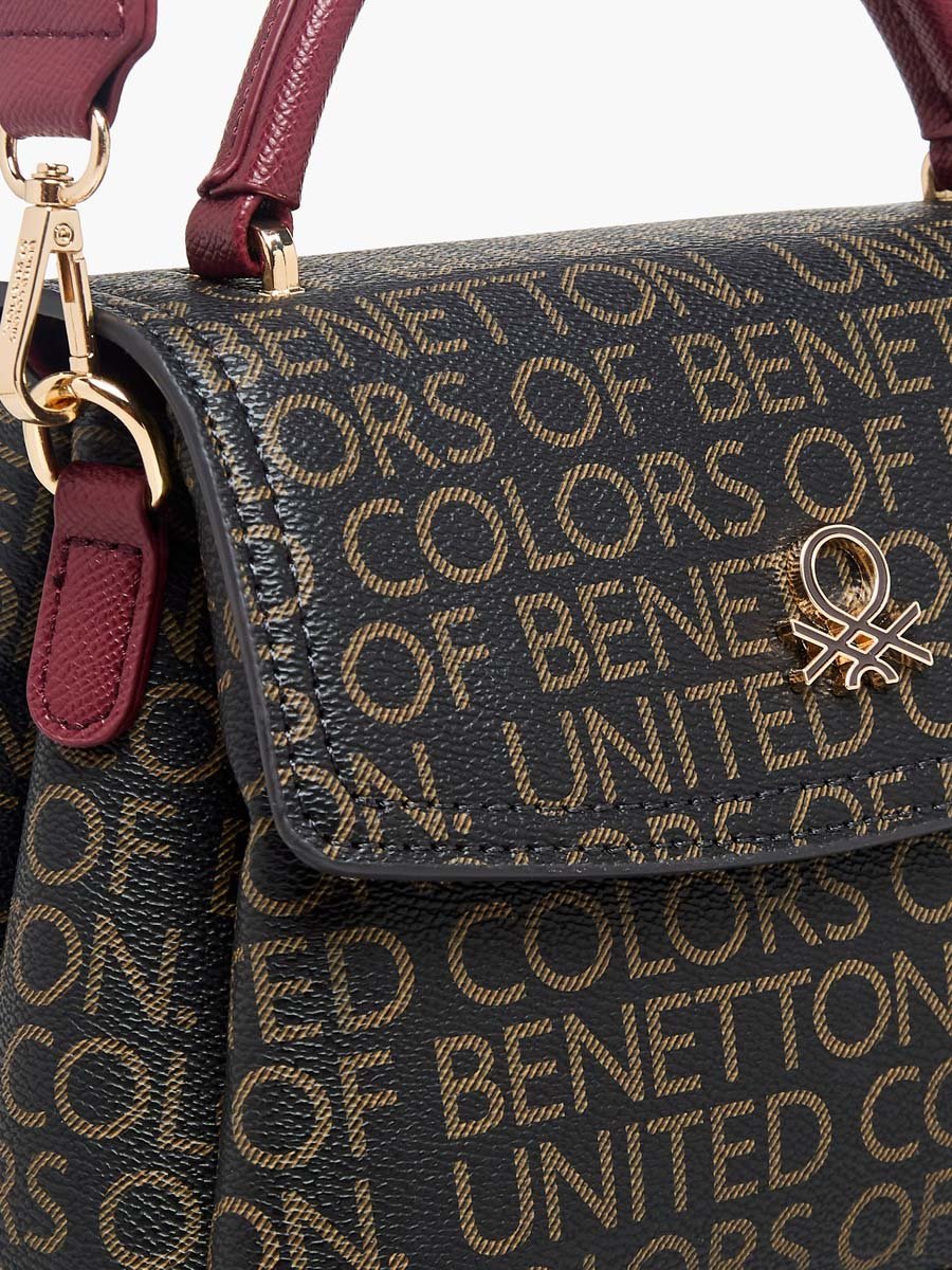 Monogram Print Crossbody Bag with Zip Closure