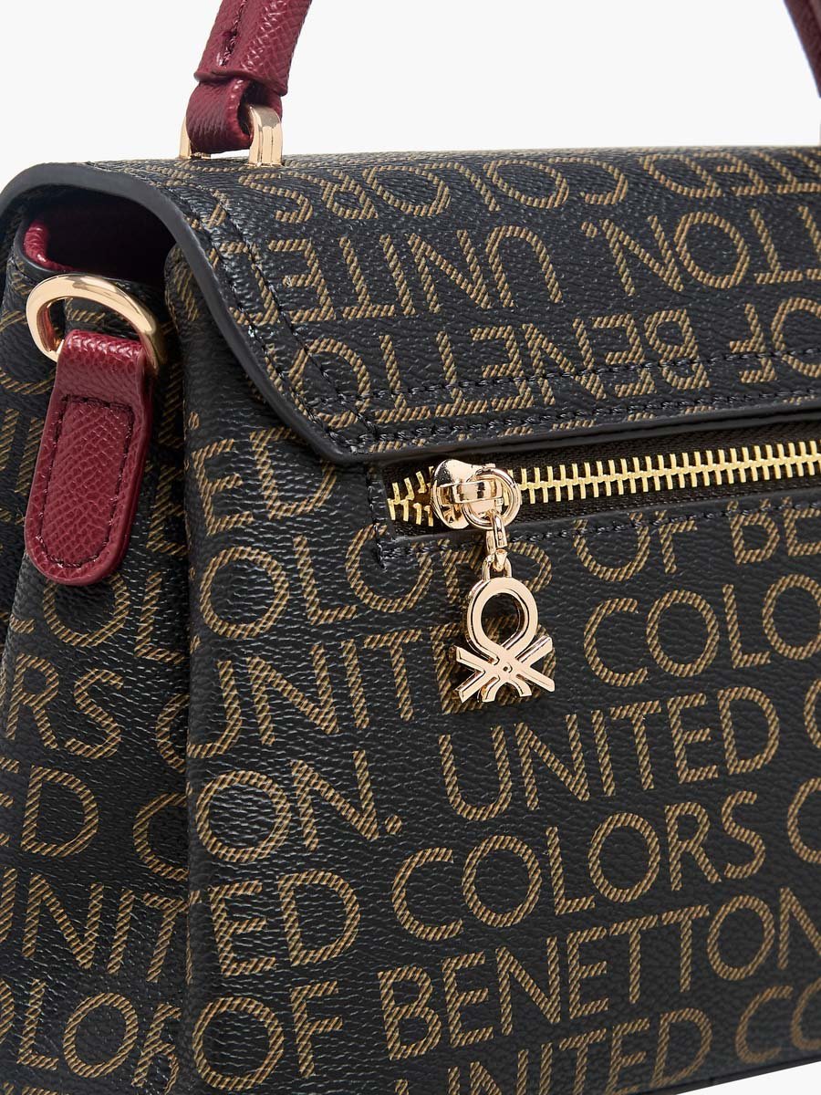 Monogram Print Crossbody Bag with Zip Closure