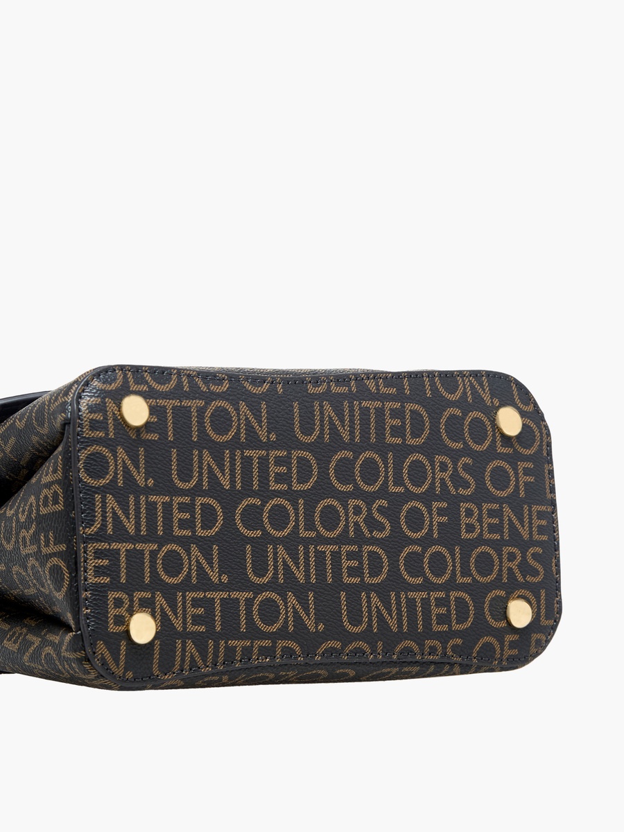 Monogram Print Crossbody Bag with Zip Closure