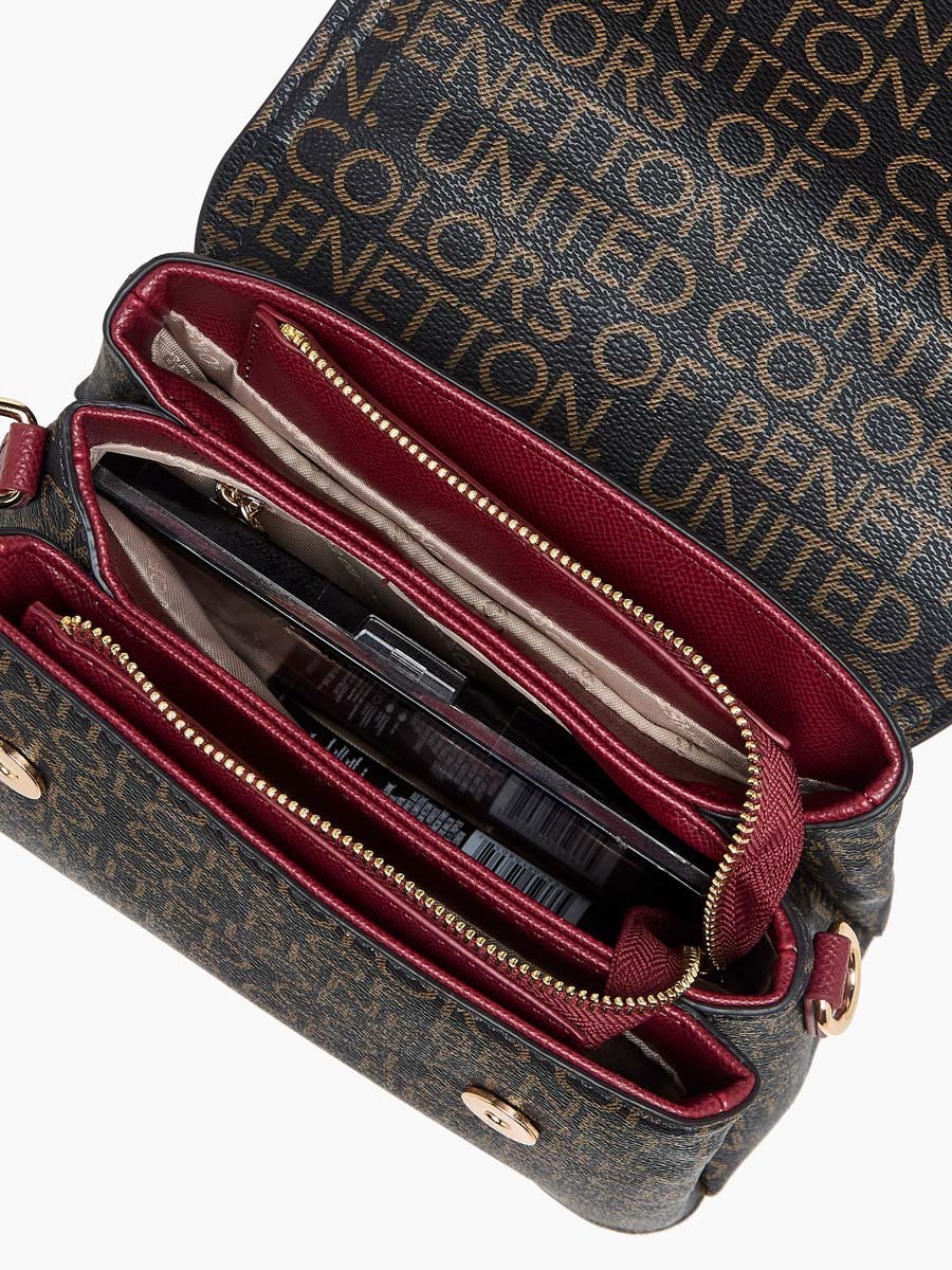 Monogram Print Crossbody Bag with Zip Closure