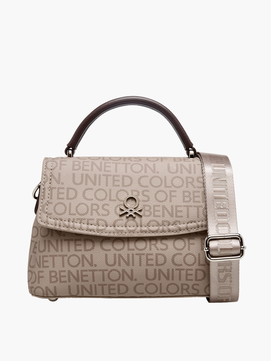 Monogram Print Crossbody Bag with Zip Closure