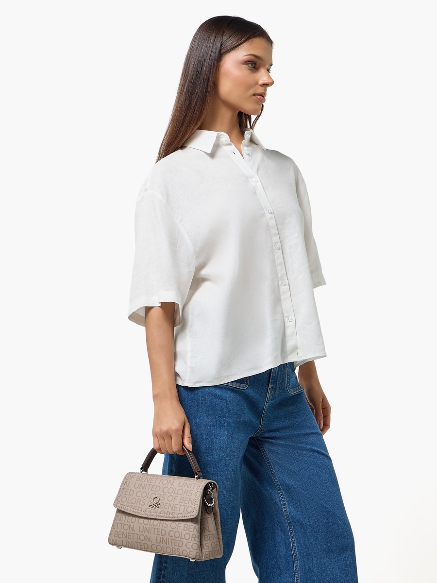 Monogram Print Crossbody Bag with Zip Closure