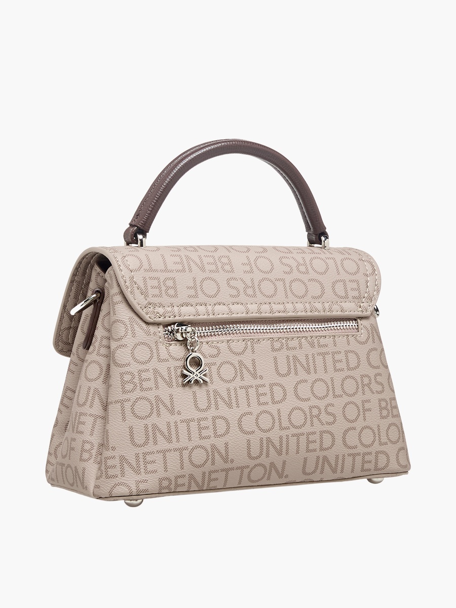 Monogram Print Crossbody Bag with Zip Closure
