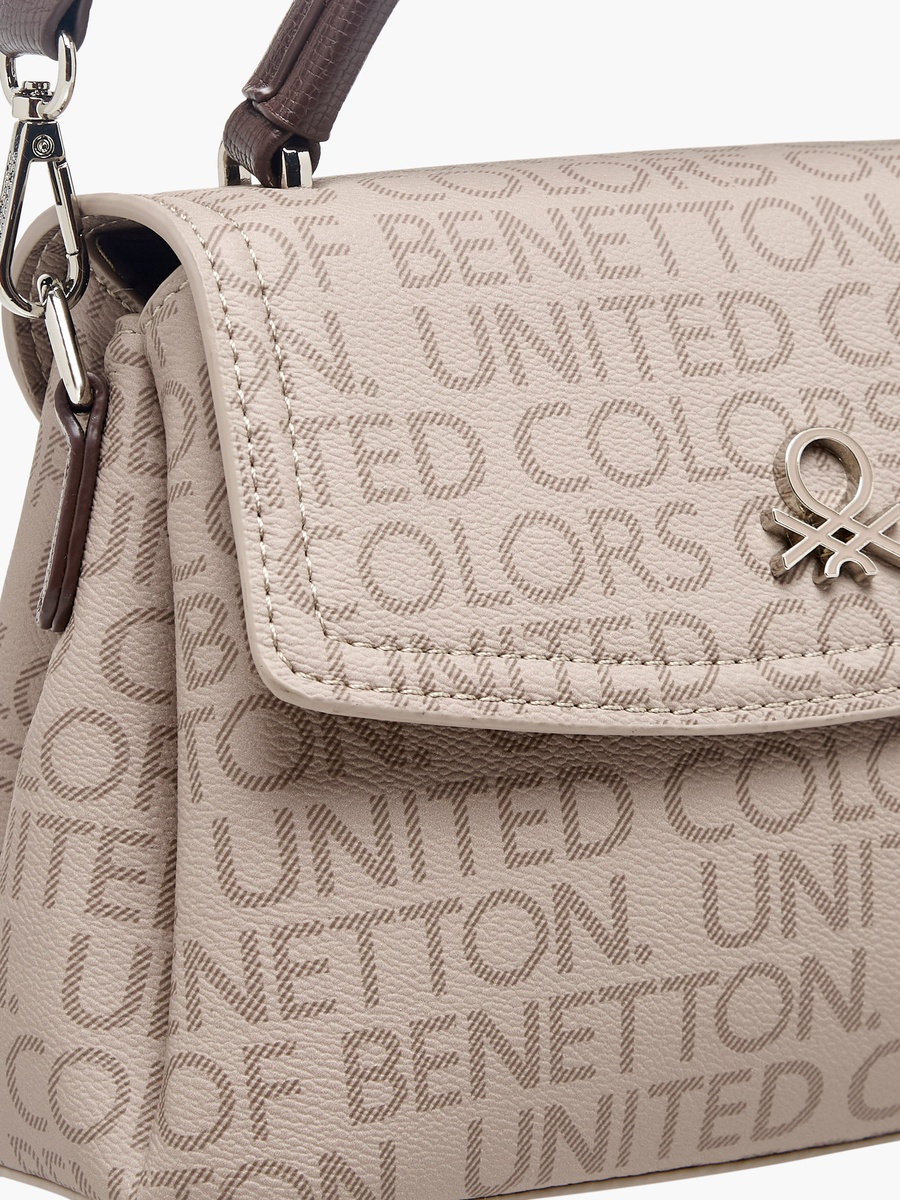 Monogram Print Crossbody Bag with Zip Closure