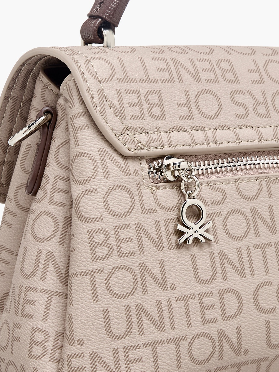 Monogram Print Crossbody Bag with Zip Closure