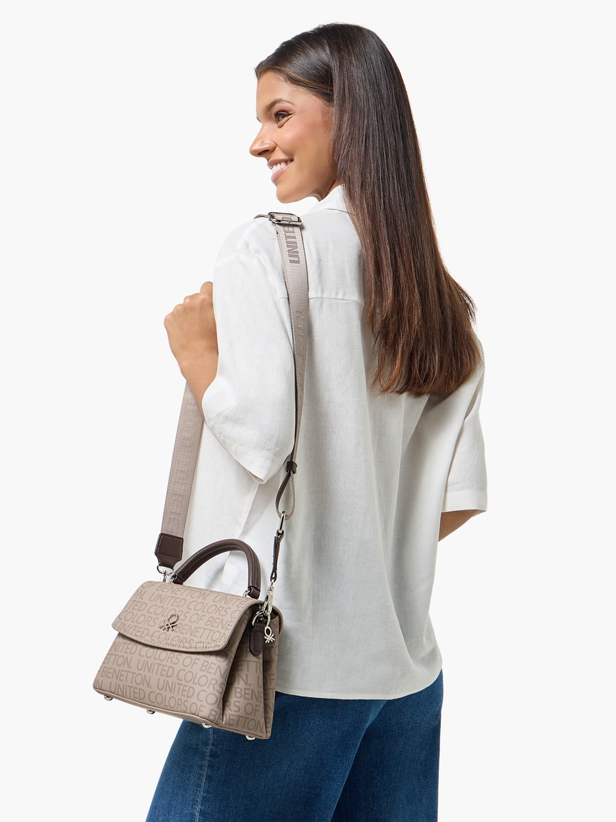 Monogram Print Crossbody Bag with Zip Closure