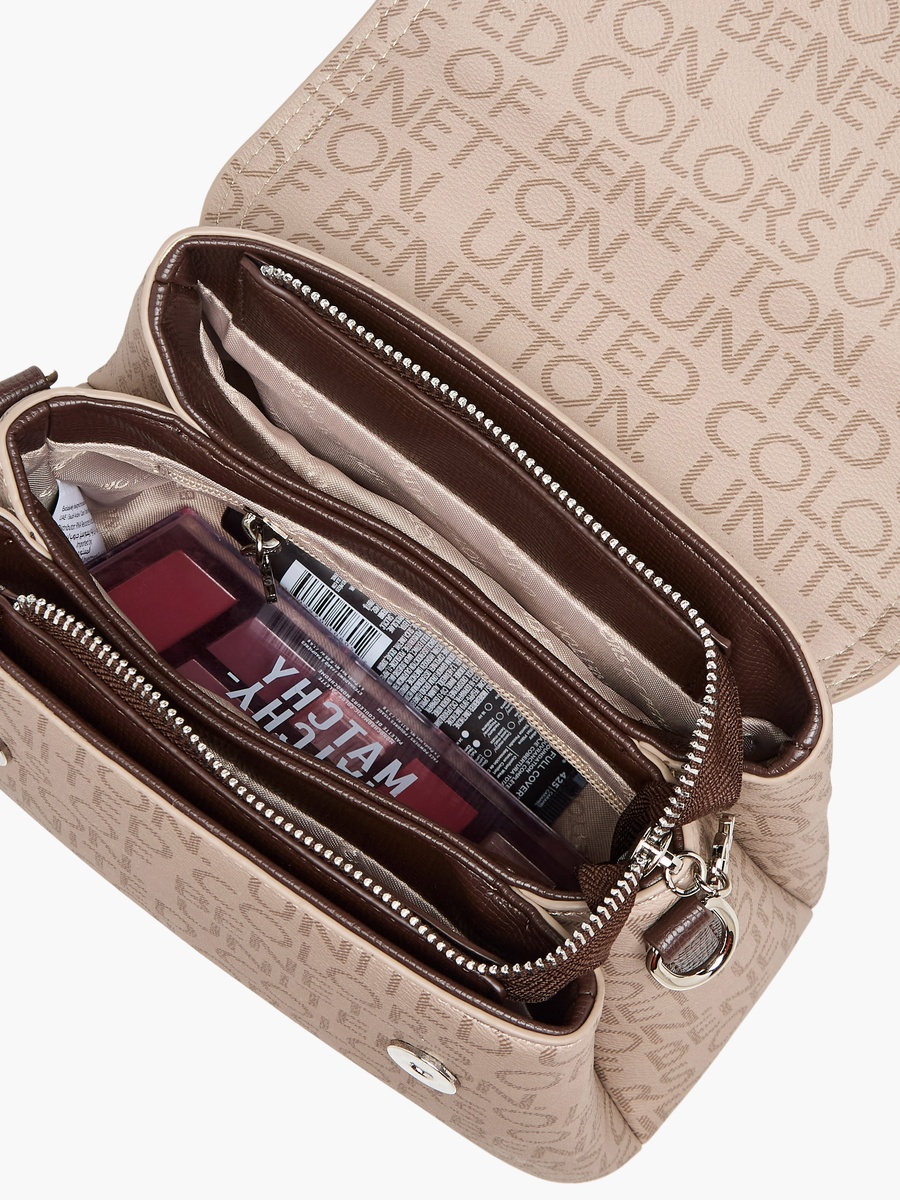 Monogram Print Crossbody Bag with Zip Closure