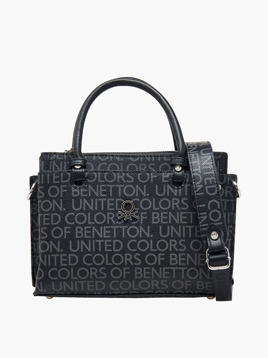 Monogram Print Crossbody Bag with Zip Closure