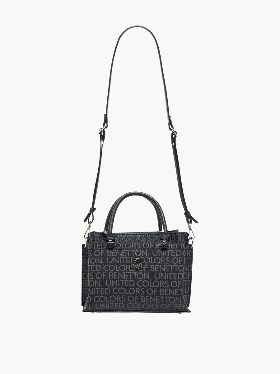 Monogram Print Crossbody Bag with Zip Closure