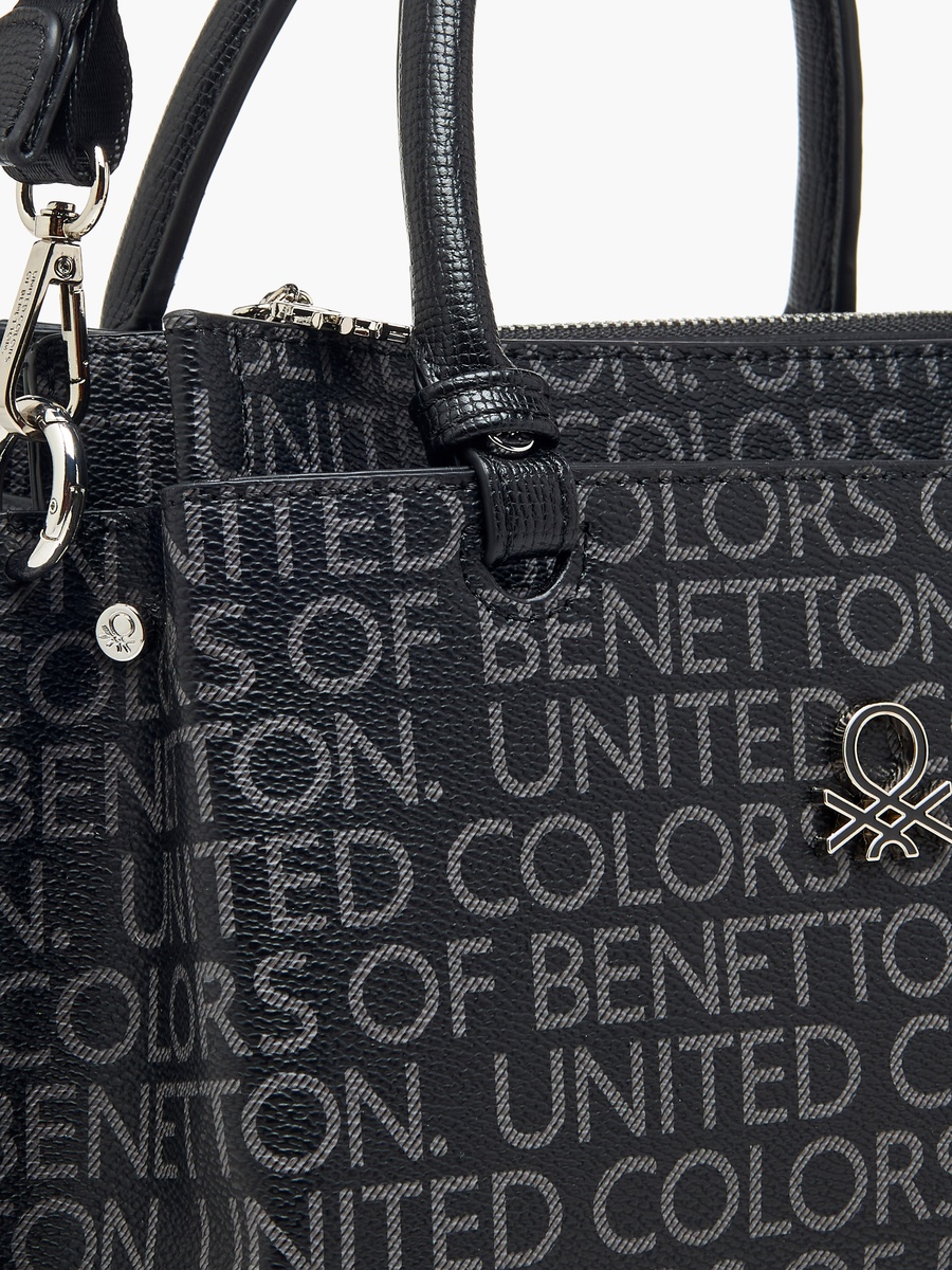 Monogram Print Crossbody Bag with Zip Closure