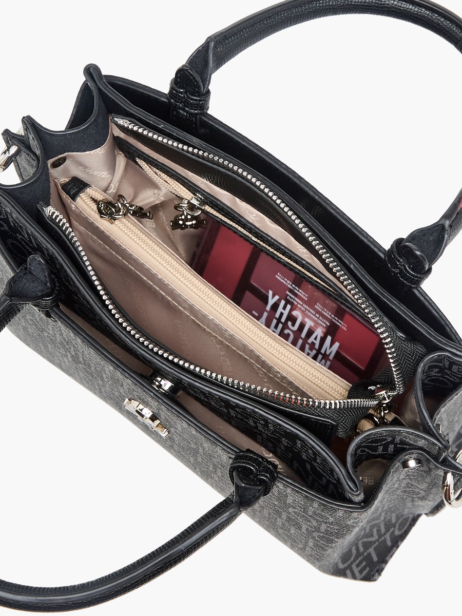 Monogram Print Crossbody Bag with Zip Closure