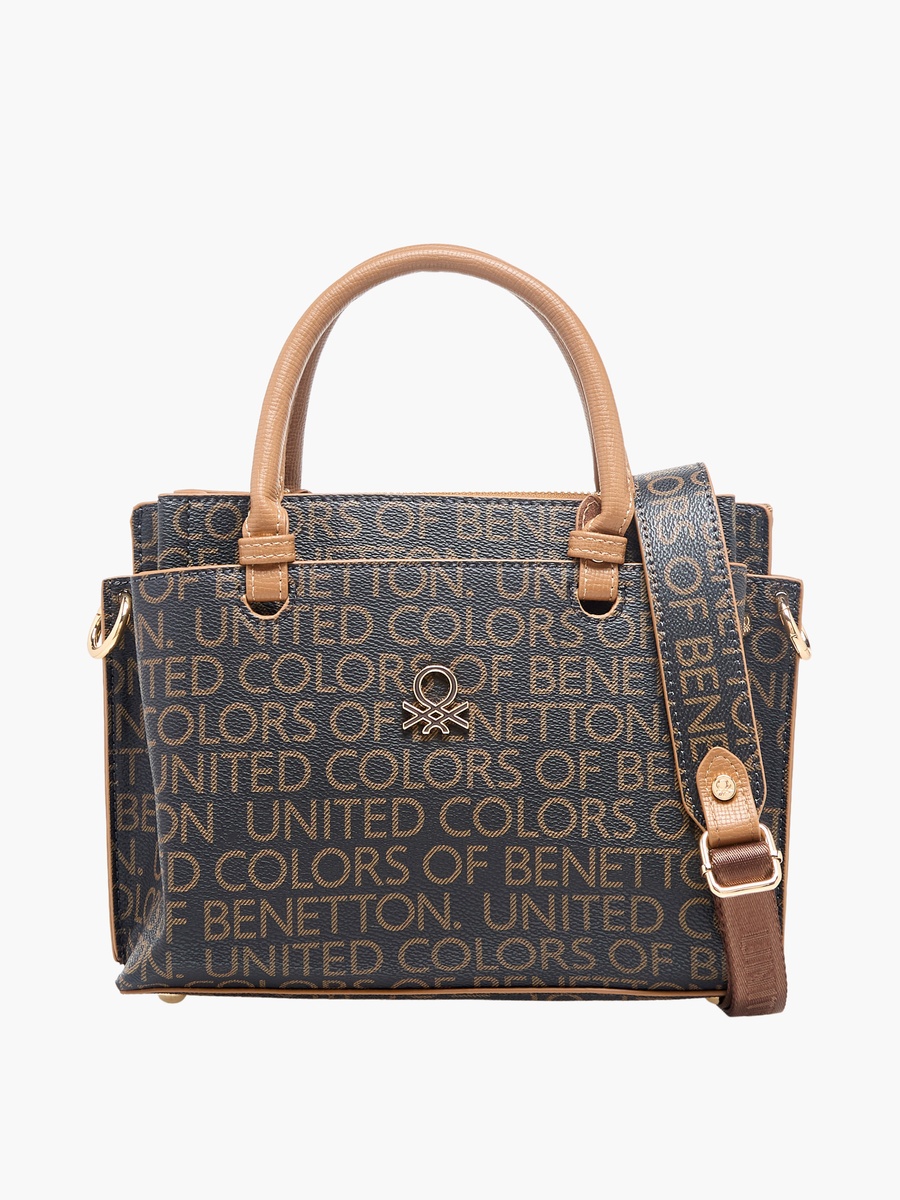 Monogram Print Crossbody Bag with Zip Closure