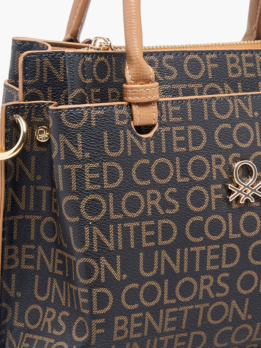 Monogram Print Crossbody Bag with Zip Closure