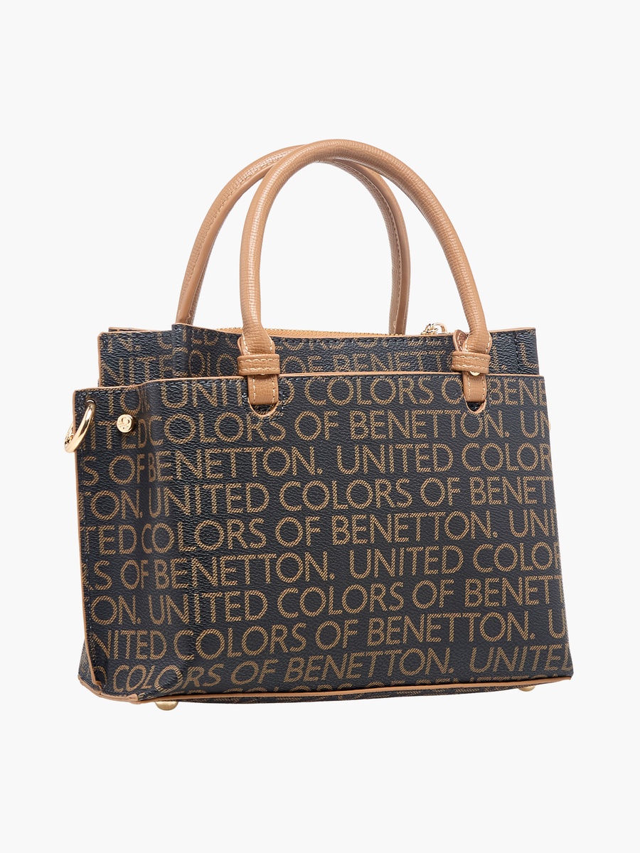 Monogram Print Crossbody Bag with Zip Closure
