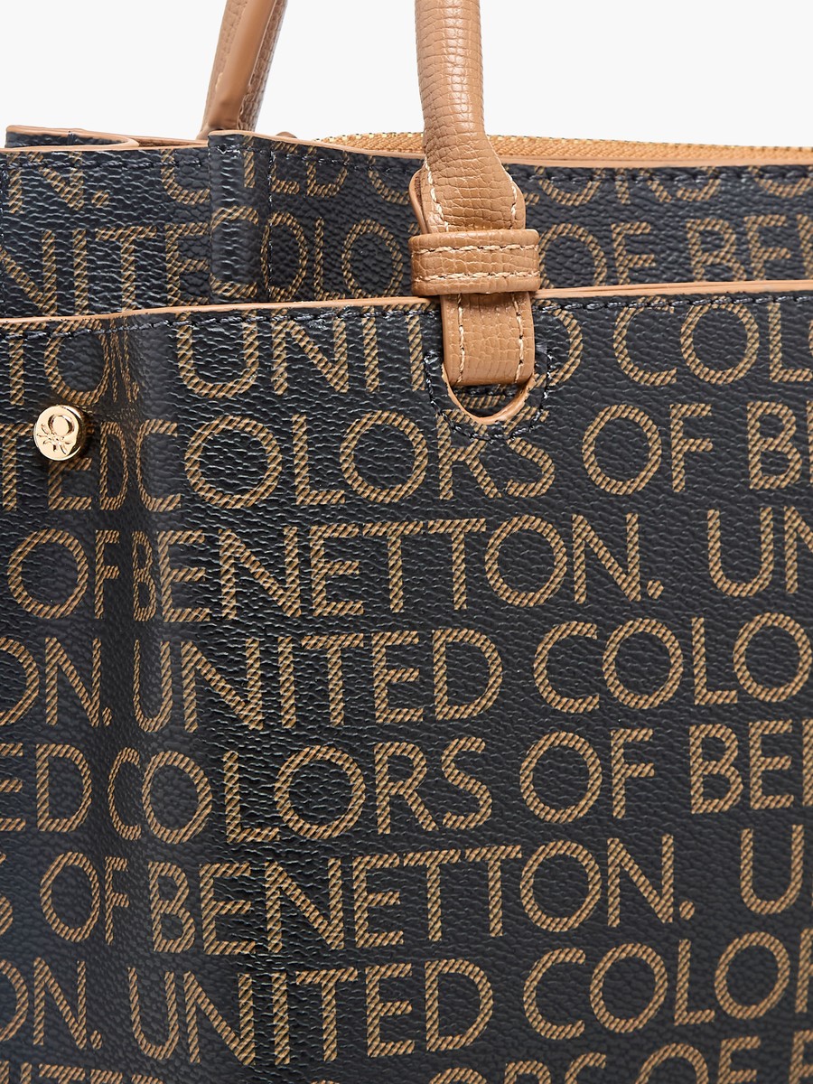 Monogram Print Crossbody Bag with Zip Closure