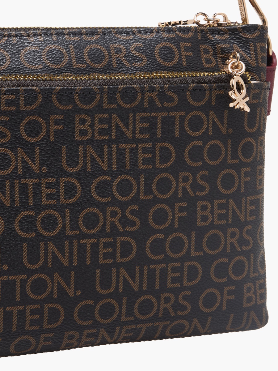 Monogram Print Crossbody Bag with Zip Closure