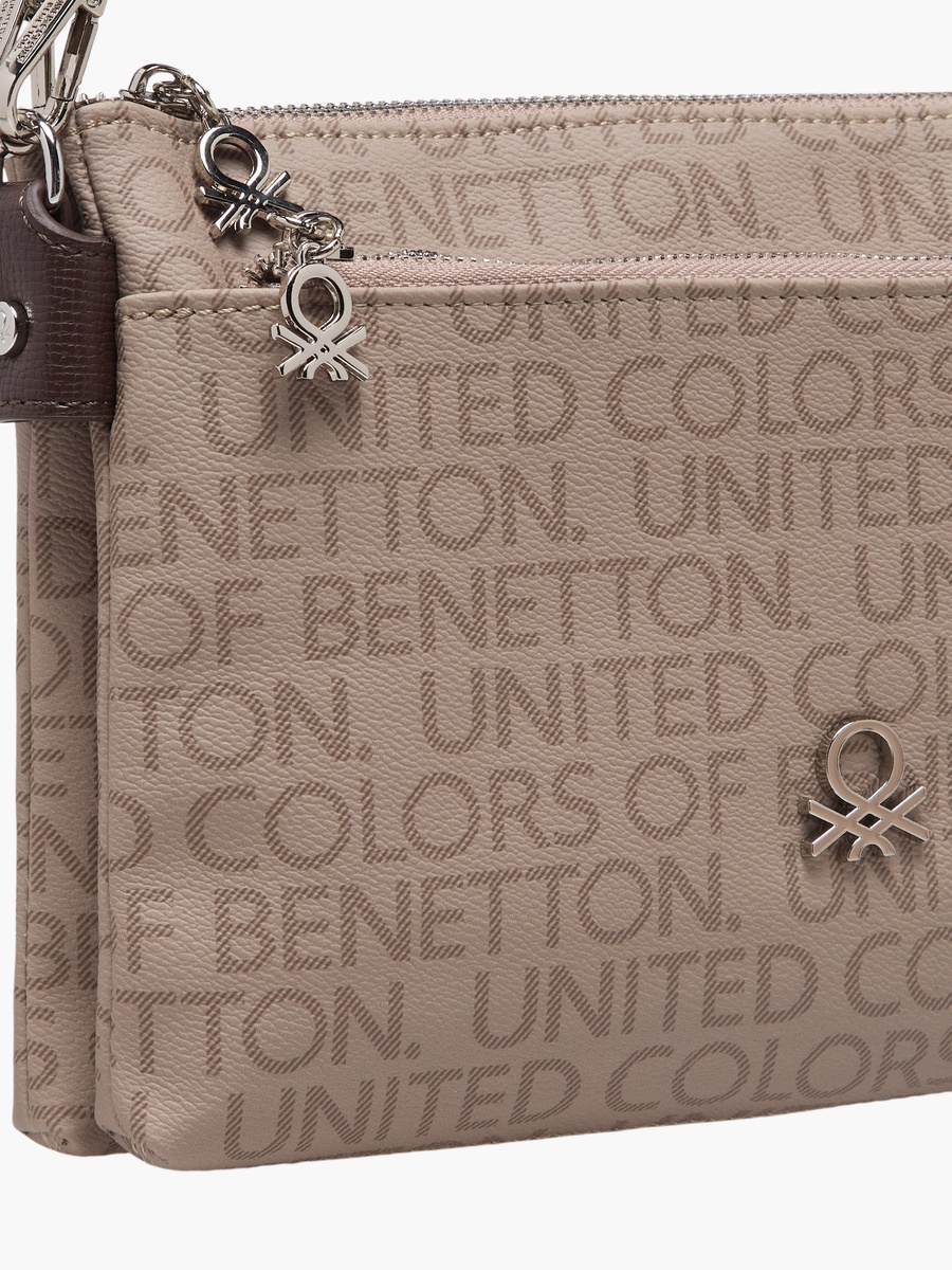 Monogram Print Crossbody Bag with Zip Closure