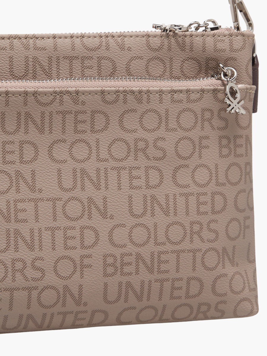 Monogram Print Crossbody Bag with Zip Closure
