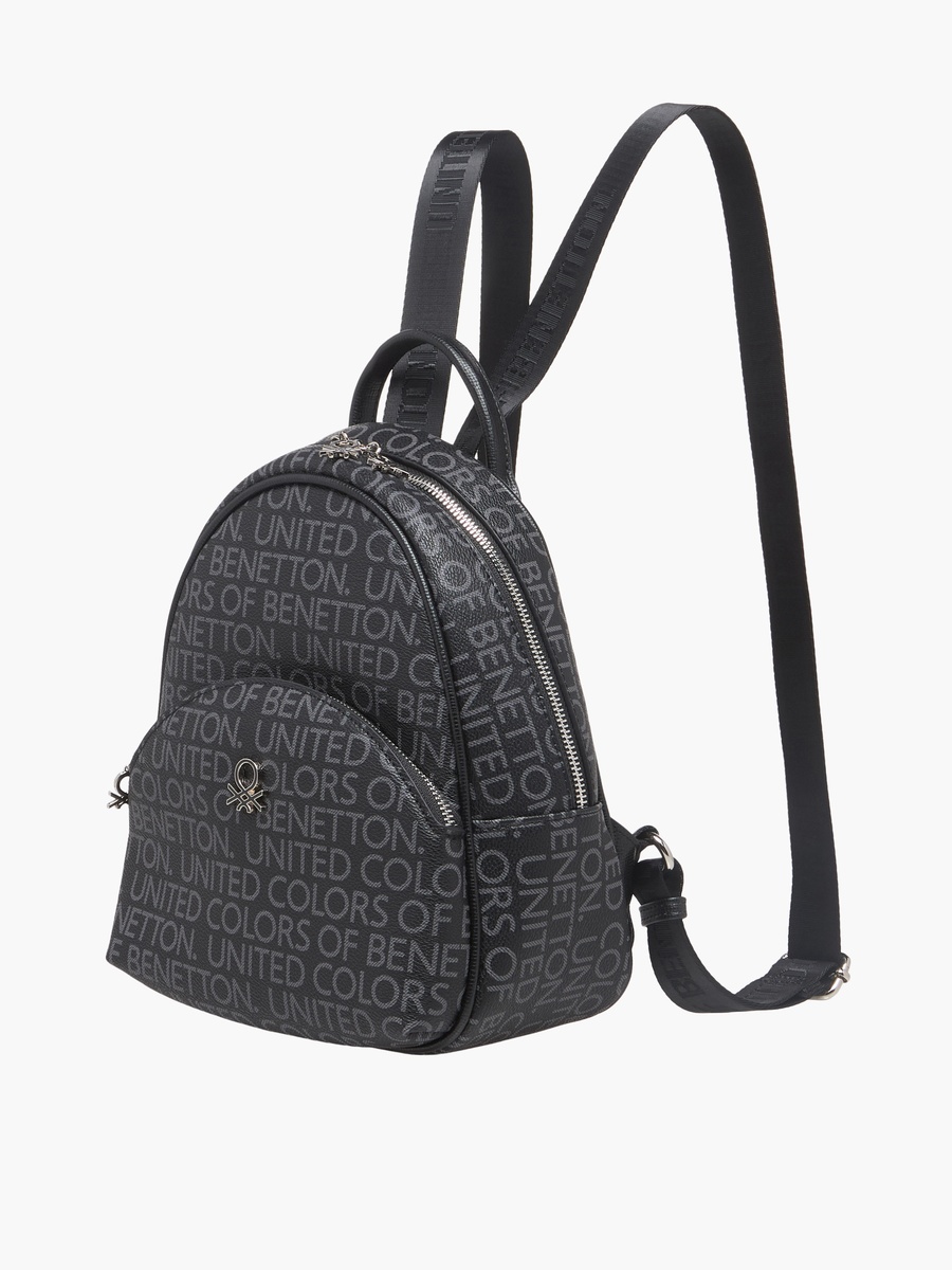 Monogram Print Backpack with Zip Closure