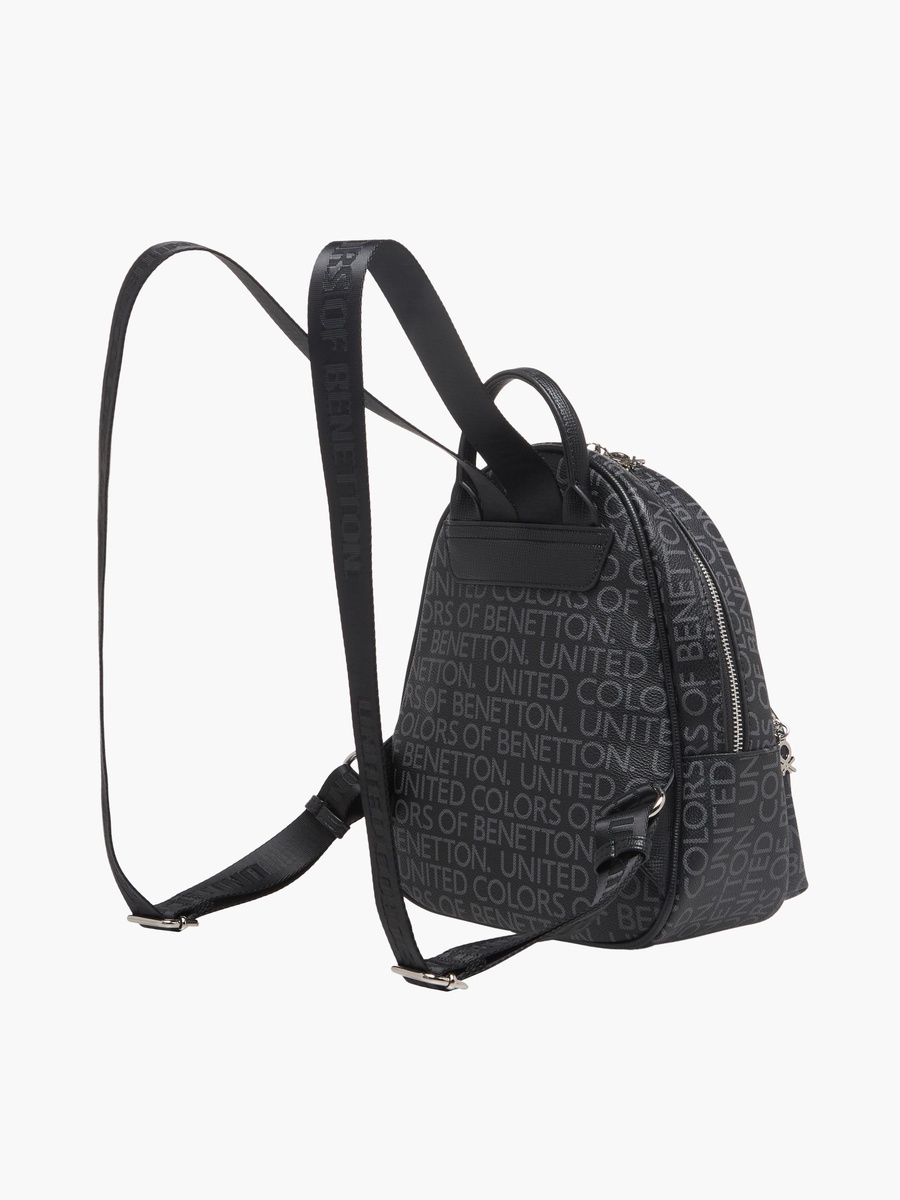 Monogram Print Backpack with Zip Closure