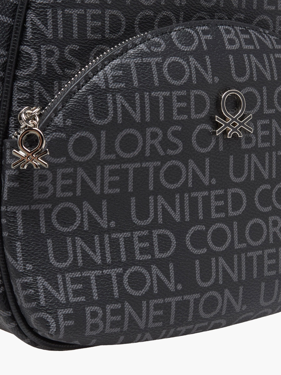 Monogram Print Backpack with Zip Closure