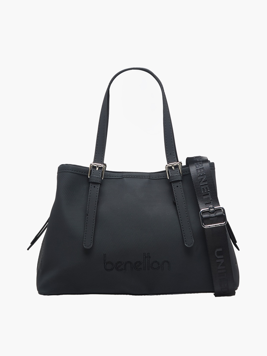 Textured Tote Bag with Zip Closure