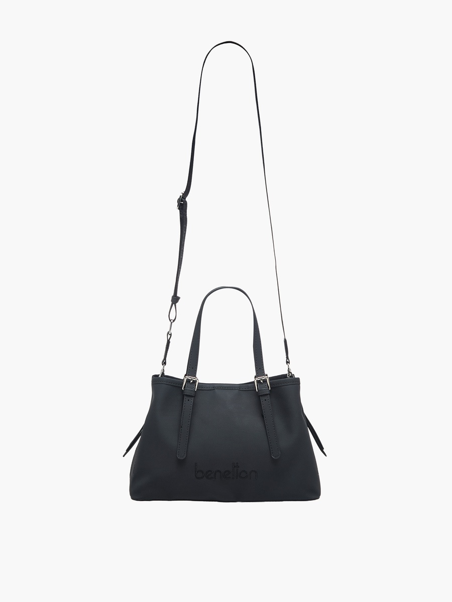 Textured Tote Bag with Zip Closure
