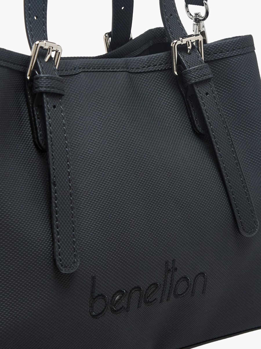 Textured Tote Bag with Zip Closure
