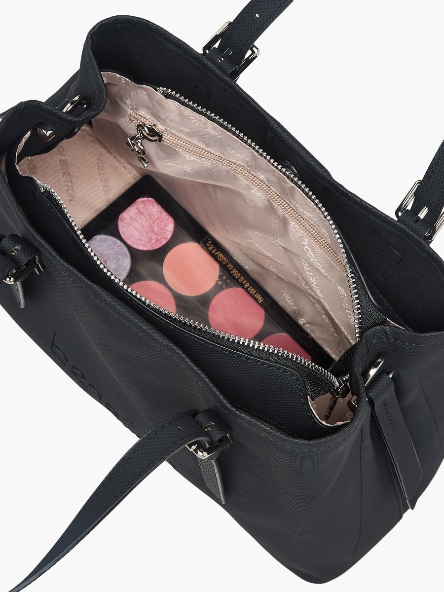 Textured Tote Bag with Zip Closure
