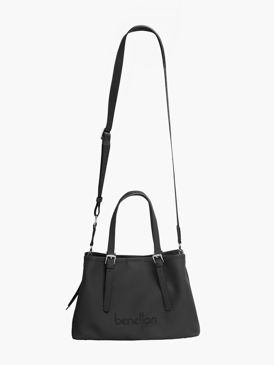 Textured Tote Bag with Zip Closure