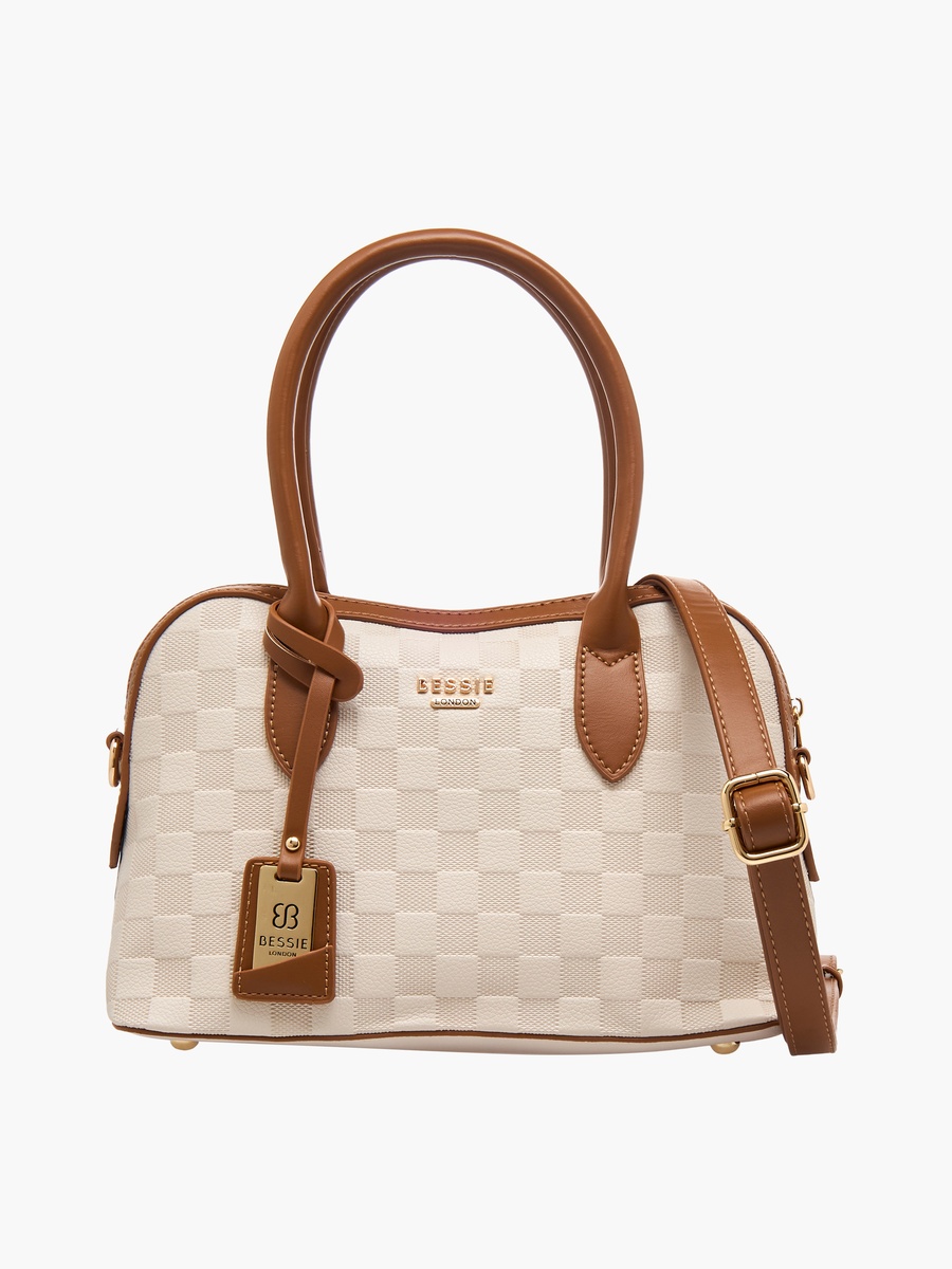 Checked Crossbody Bag with Detachable Strap