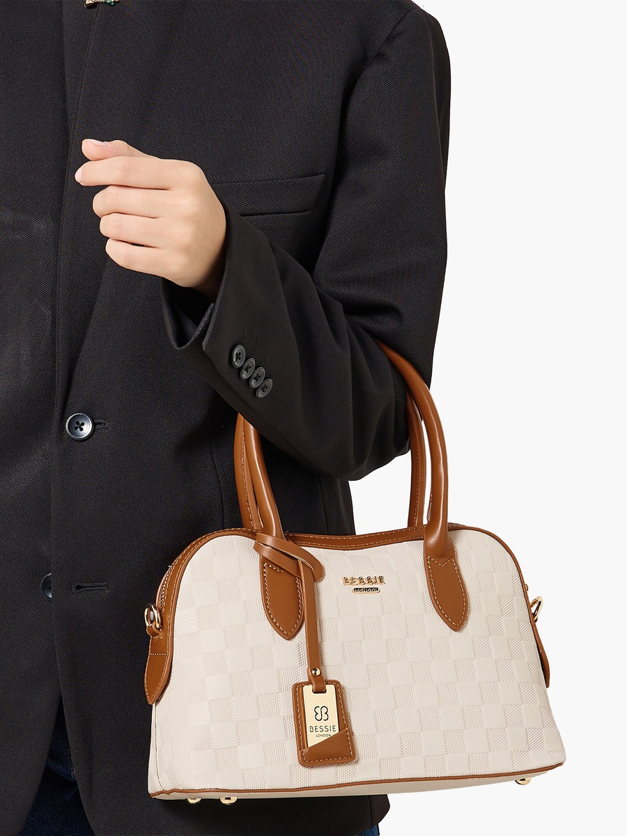 Checked Crossbody Bag with Detachable Strap