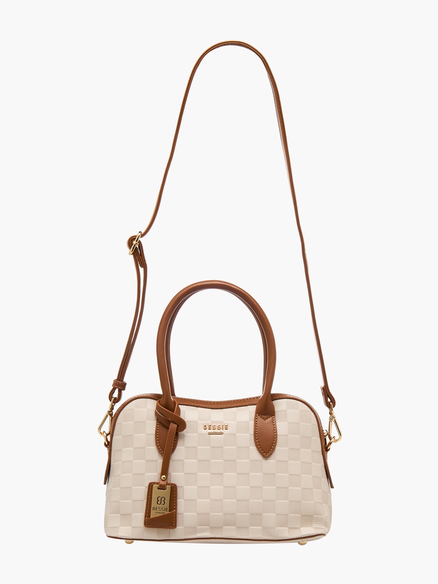 Checked Crossbody Bag with Detachable Strap