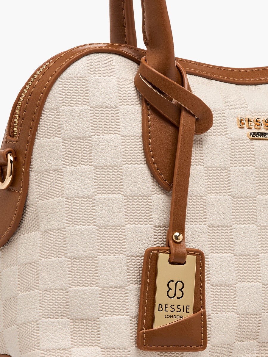 Checked Crossbody Bag with Detachable Strap