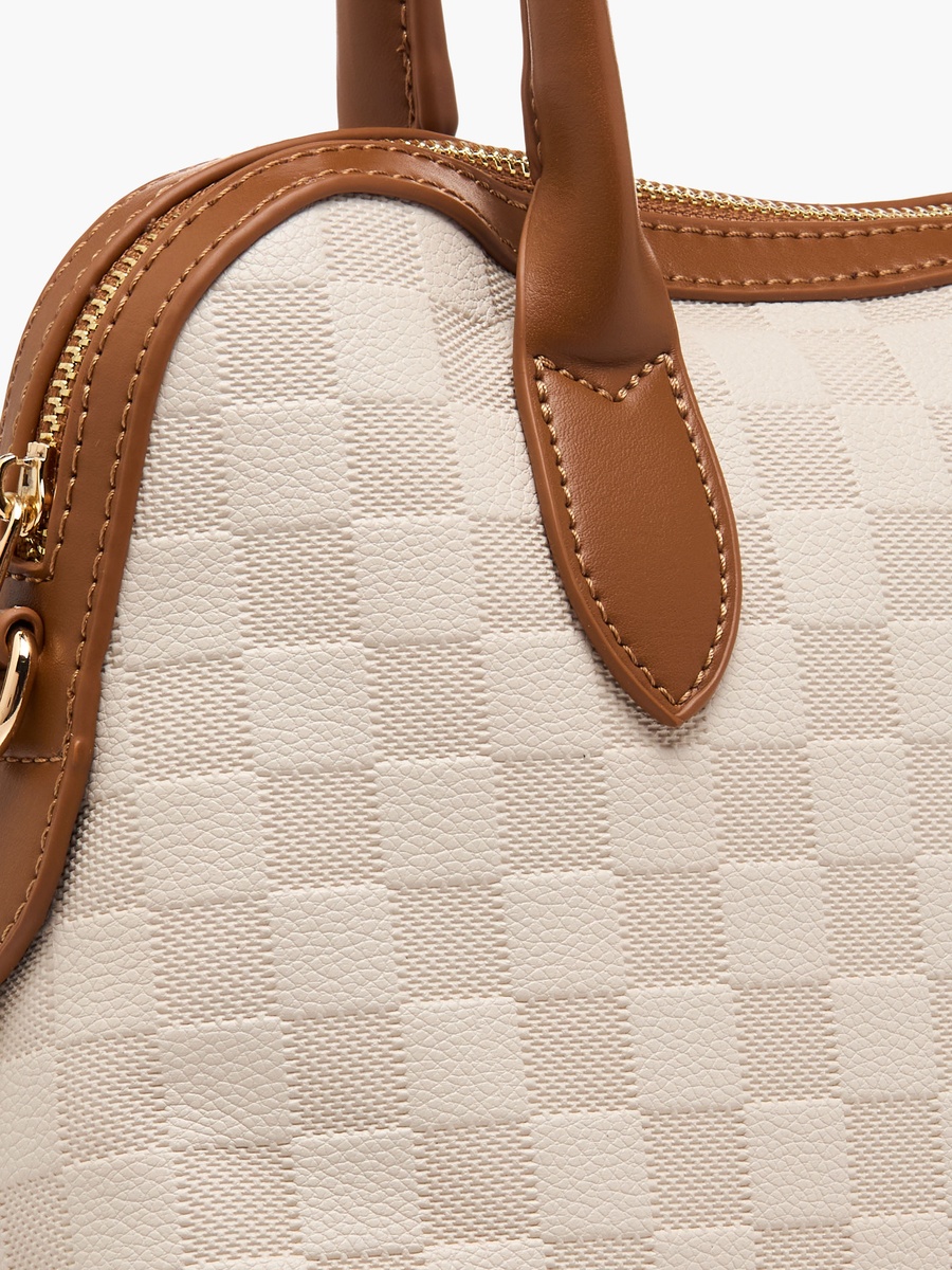 Checked Crossbody Bag with Detachable Strap
