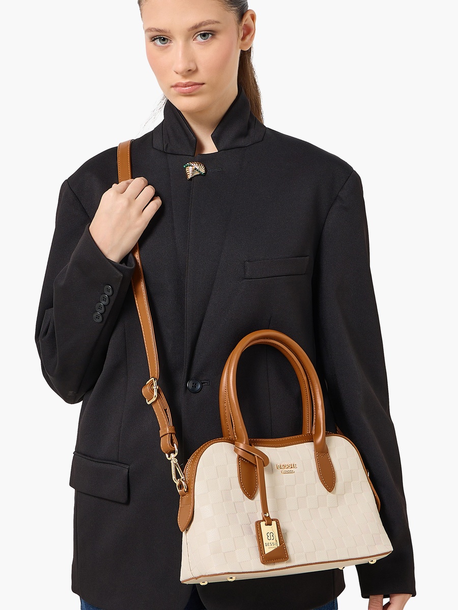 Checked Crossbody Bag with Detachable Strap