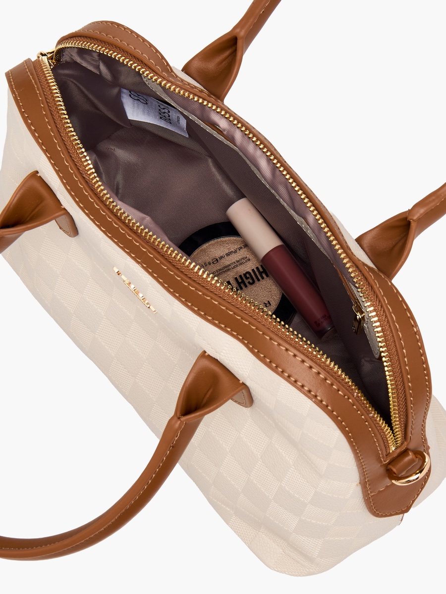 Checked Crossbody Bag with Detachable Strap