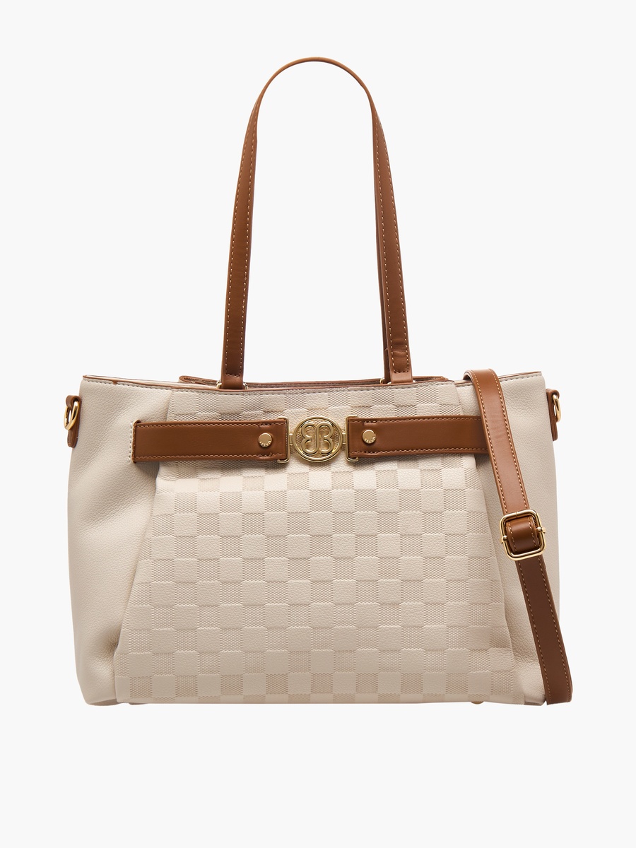 Checked Tote Bag with Detachable Strap