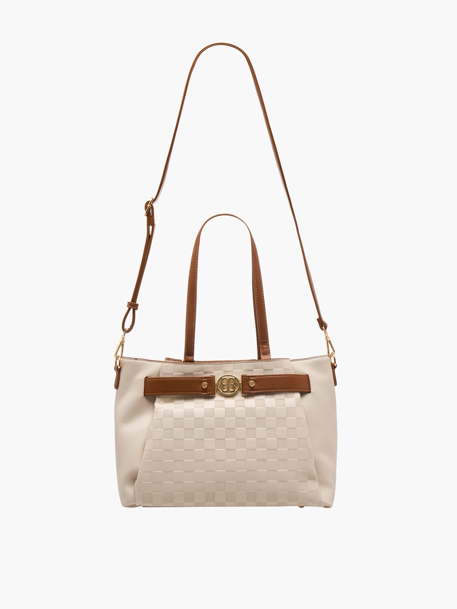 Checked Tote Bag with Detachable Strap